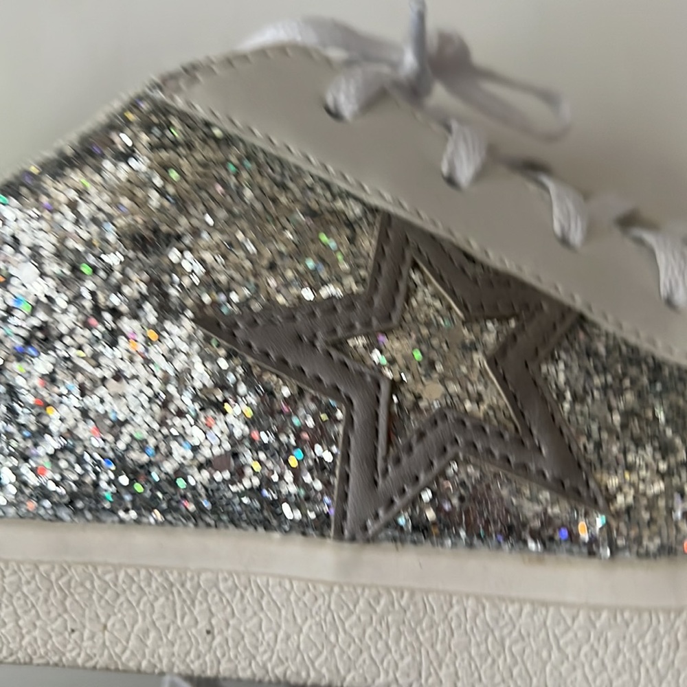 NOBO Silver Glitter W/Neon Green Accent Sneakers - Picture 3 of 9